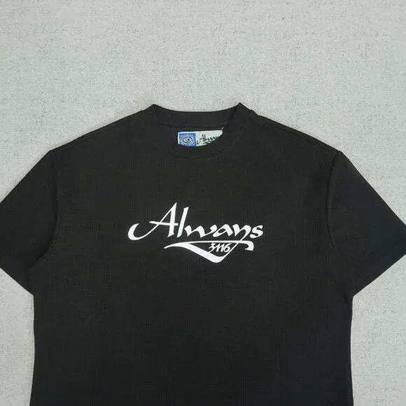 Always Black Simple Lettering Short Sleeve T Shirt